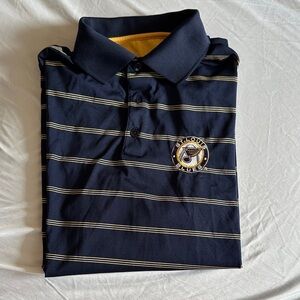 Antigua Navy Polo with Cream Stripes and Team Crest